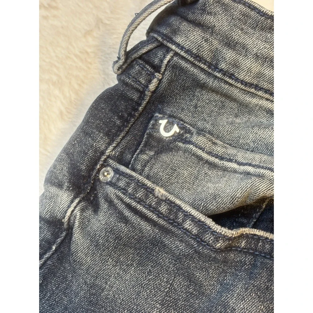 True Religion Men's Rocco Relaxed Skinny Jeans Size 32 Moto Ribbed Biker Hip hop